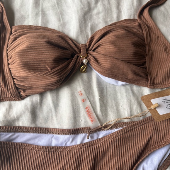 NWT Rihoas Brown Ribbed Bikini Set - Picture 5 of 7